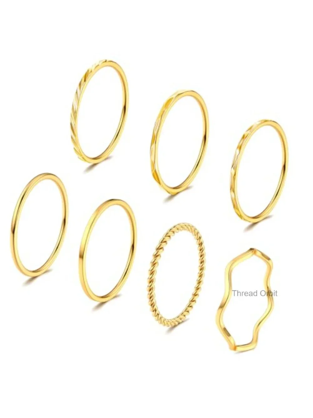7 Pcs 1MM Stainless Steel Stackable Rings Set Size 5-11 Simple Plain Knuckle